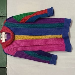 1980s Mariea Kim Chunky Oversized Colorblock Wool Blend Sweater Sz M